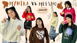 Huge MEESHO amp MYNTRA Winter Haul🥶🤯 Sweatshirt amp Sweater Haul  Try on Haul  Anshvirpandit [upl. by Ecirrehs]