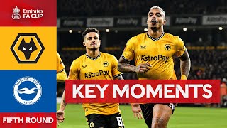 Wolves v Brighton and Hove Albion  Key Moments  Fifth Round  Emirates FA Cup 202324 [upl. by Zellner]