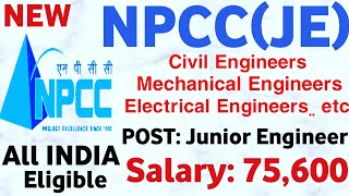 NPCC Junior Engineer recruitment 2023  Permanent  Salary 56600₹ NPCC JE vacancy 2023  PSU Jobs [upl. by Peltz]