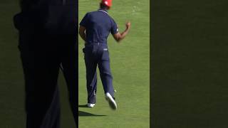 Tiger Woods AMAZING eagle and celebration 🤯 [upl. by Stromberg]