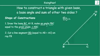 Constructing a triangle given base a base angle and sum of other sides [upl. by Aldridge]