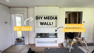 DIY Media Wall With Electric Fireplace Build  PT1 [upl. by Sana687]