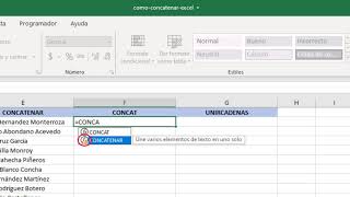 Cómo concatenar cadenas de texto en Excel [upl. by Drucill]