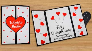 😍💖 Tarjeta CORAZÓN FELIZ CUMPLEAÑOS 💖🎉 Tarjeta para un feliz cumpleaños Birthday Card Simple [upl. by Acihsay]