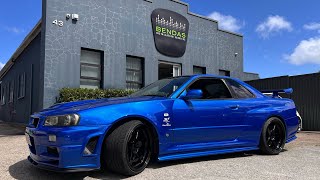 GTR R34 SKYLINE S1 OG SOUND SYSTEM UPGRADE HERE AT BENDAS HQ [upl. by Koh106]