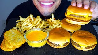 ASMR MCDONALDS CHEESEBURGERS HASH BROWNS FRIES CHEESE SAUCE MUKBANG NO TALKING JERRY [upl. by Erdah106]