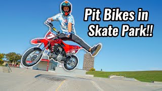 Riding Pit Bikes in Skate Park [upl. by Birgit]