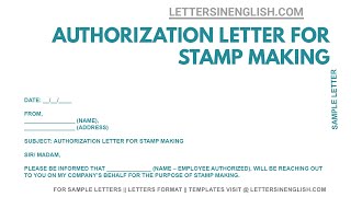 Authorization Letter For Stamp Making – Authorization Letter for Stamp  Letters in English [upl. by Lora377]