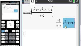 Ti NSpire CAS Polynomial Division WITH REMAINDERS [upl. by Arotal445]