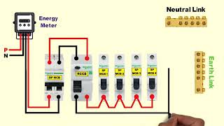 MCB canection in dirgram hindi  how to make dp MCB an rccb electric diragram [upl. by Anikehs724]