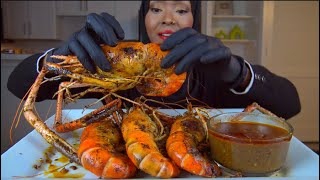 ASMR  GIANT PRAWNS amp SPICY KIMCHI NOODLES  اكل جمبري ضخم واندومي كوري حار [upl. by Mittel]