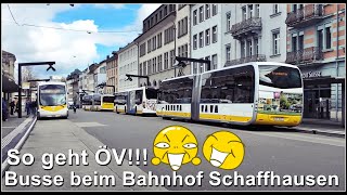 So geht ÖV Sehr viele Busse beim Bahnhof Schaffhausen [upl. by Melitta]