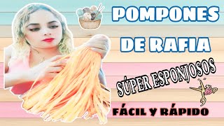 Pompones de Rafia 🧶🧶 esponjosos facil rapido pompones rafia manualidades [upl. by Anek]