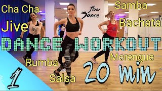 20 Min Beginner Dance Workout  Hustle Salsa Merengue Cha Cha Rumba Samba Jive  Follow Along [upl. by Alake423]