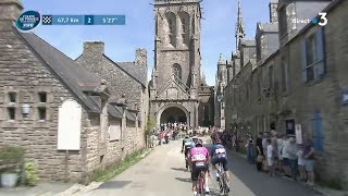 Les 4 garçons en tête du Tour du Finistère passent le village de Locronan avec près de 6mn davance [upl. by Oicnanev]