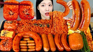 ASMR MUKBANG 직접 만든 불닭볶음면 불닭쌈 소세지 먹방 amp 레시피 FRIED SAUSAGES AND FIRE NOODLES EATING [upl. by Natalia]