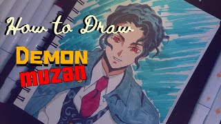 How to draw and colour Muzan kibutsuji anime demonslayermuzan [upl. by Bedad561]