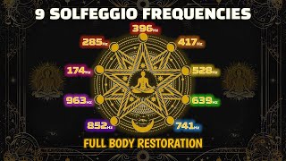 BLACK SCREEN SLEEP MUSIC ☯ Full body Restoration with All 9 Solfeggio Frequencies [upl. by Romney145]