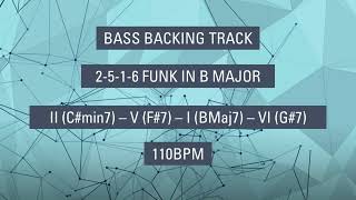 Bass Backing Track Guitar amp Drum Audio Only 2516 Funk Jam In B Major 110BPM [upl. by Jeremie]