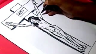 How to Draw LORD JESUS CROSS DRAWING step by step [upl. by Jaynes218]