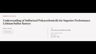 Understanding of Sulfurized Polyacrylonitrile for Superior Performance LithiumSulfu  RTCLTV [upl. by Arlette]