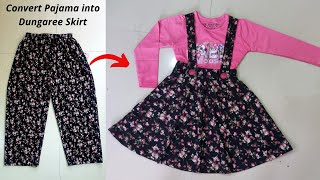 DIY ReuseConvert old pajamapalazzo into dungaree skirtDIY ideareuse idea [upl. by Aidni650]