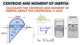 Centroid and Moment of Inertia  Triangle Semicircle amp Hollow Circular Section [upl. by Mateo]