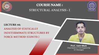 Lecture 44  Analysis of Statically Indeterminate Structures by Force Method Contd [upl. by Swayne]