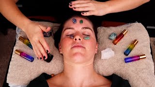 ASMR Gemstone Facial with Color Therapy for Stressful Energy Healing [upl. by Lepp]