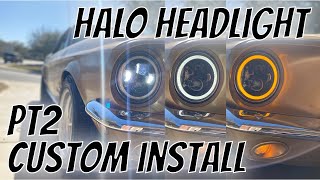 Custom adapter install Halo Headlights no cutting 1965 thru 1970 Mustang halo howto LEDheadlights [upl. by Mable]