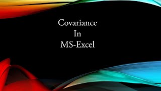 Covariance in Excel [upl. by Ellak]