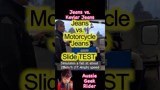 Jeans vs Kevlar motorcycle jeans abrasion test by MotoCapcomau [upl. by Vigen840]