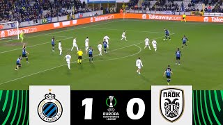 Club Brugge vs PAOK 10  UEFA Europa Conference League 202324  Match Highlights [upl. by Ameyn]