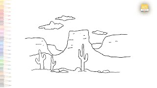 Plateau Landform drawing  Easy outline sketches  How to draw Plateau step by step  artjanag [upl. by Alikat]