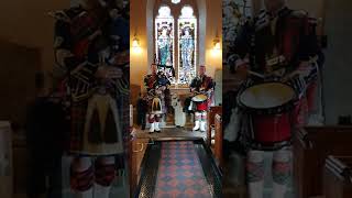 Scottish Wedding  Highland Cathedral played by Bagpipes Drums amp Church Organ at Luss Loch Lomond [upl. by Nnayr]