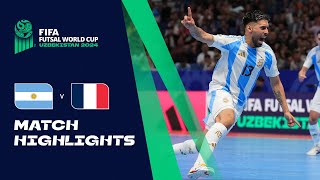 HIGHLIGHTS Argentina v France  FIFA Futsal World Cup Uzbekistan 2024 [upl. by Nnaynaffit146]