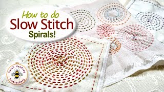 Easy tutorial on how to stitch spirals in your slow stitching embroidery projects [upl. by Eileen287]