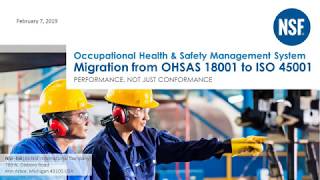 Webinar Migrating from OHSAS 18001 to ISO 45001 Occupational Health amp Safety Management Systems [upl. by Ardnaxela]