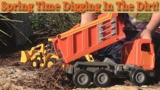 Dump Truck Video Digging In The Dirt Excavator Fun [upl. by Lerej292]