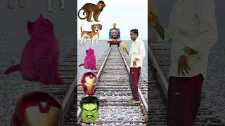 Spider man to monkey joker to dog alian to cat iron man to elephant amp hulk to snake vs train 😃😅 [upl. by Naitsirhc]