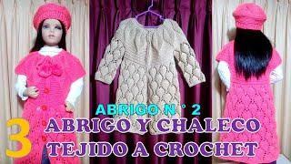 PARTE 3 Como tejer el Abrigo N° 2 chompón saco o suéter largo a crochet para bebes niñas y damas [upl. by Eidod]