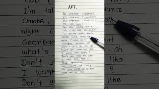 APT  song lyrics  handwriting  lyrics handwriting shorts [upl. by Tiffi]