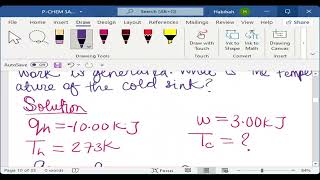 Calculate the Temperature of the Cold Sink in an IDEAL HEAT ENGINE after WORKDONE  PHYSICAL CHEM [upl. by Berk]