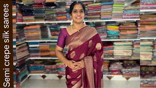 Semi crepe silk sarees  Apavaranam 4 October 2024 [upl. by Ambrosio]