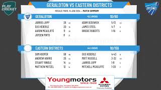 CCB  Senior Mens Country Week  B Section  Round 1  Geraldton v Eastern Districts [upl. by Leuqar]