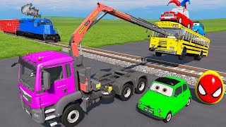 TRANSPORTING PIXAR CARS amp FRUITS WITH COLORED amp JOHN DEERE vs CLAAS vs TRACTORS  BeamNGdrive 983 [upl. by Rapp]