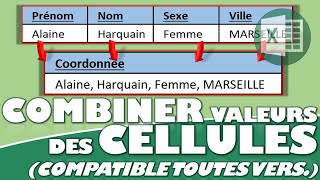 COMMENT ASSEMBLER DES CELLULES AUTOMATIQUEMENT DANS EXCEL  CONCATÉNATION MULTIPLE [upl. by Teerprah]