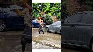 The Guy How to cross the stuck water road funny shorts viral [upl. by Sucramel]