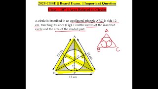 A circle is inscribed in an equilateral triangle ABC is side 12 cm Findthe radius inscribed circle [upl. by Toll]