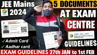 JEE Mains 2024 April All DOCUMENTS Required for Exam Centre📄 Admit Card Dress Code iitjee jee [upl. by Natehc]